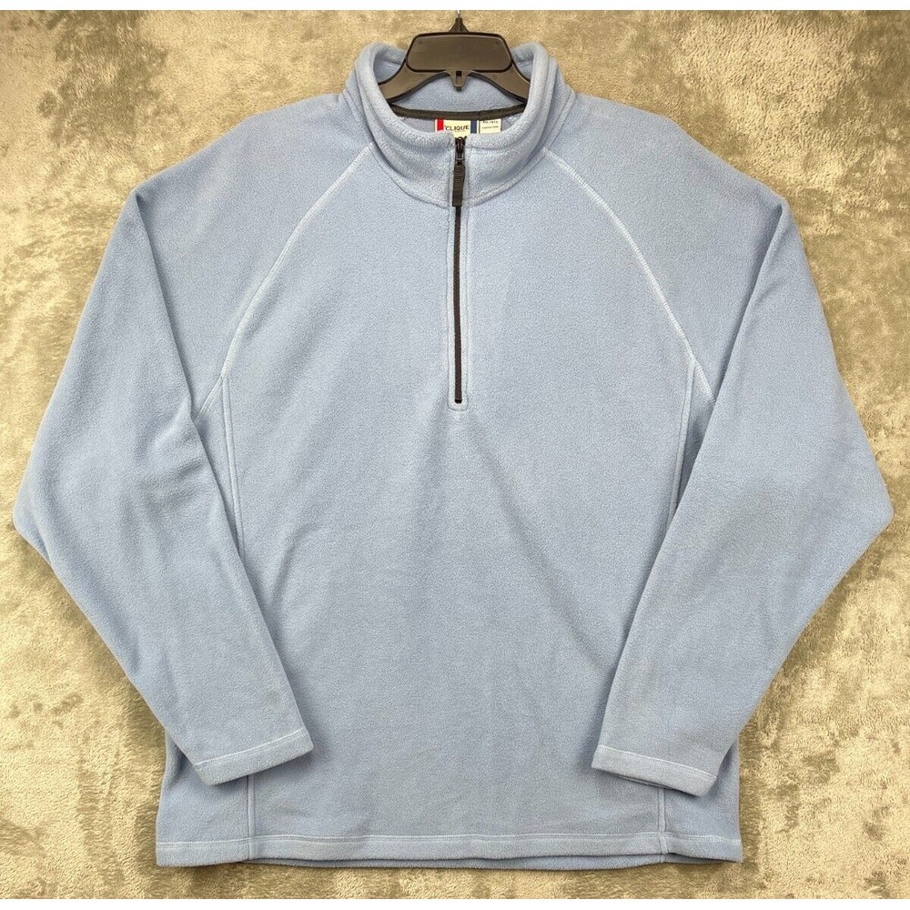 Clique Mens 1/4 Zip Fleece‎ Pullover Sweater Size 4XL Powder Blue Casual